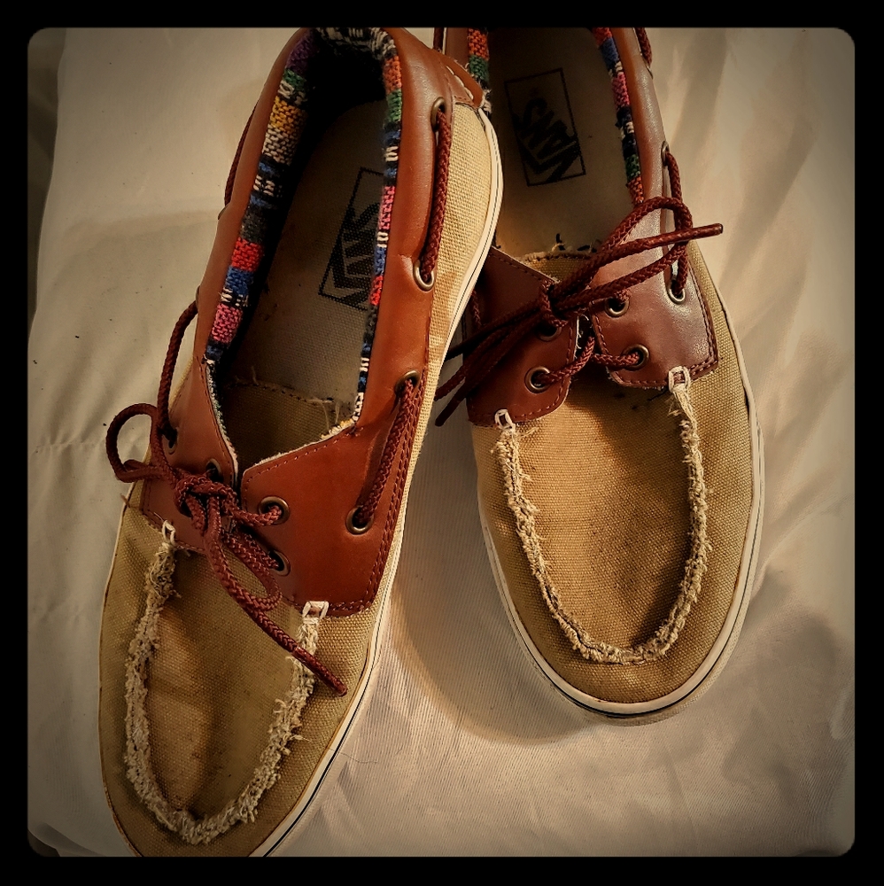 Vans tan cloth leather upper